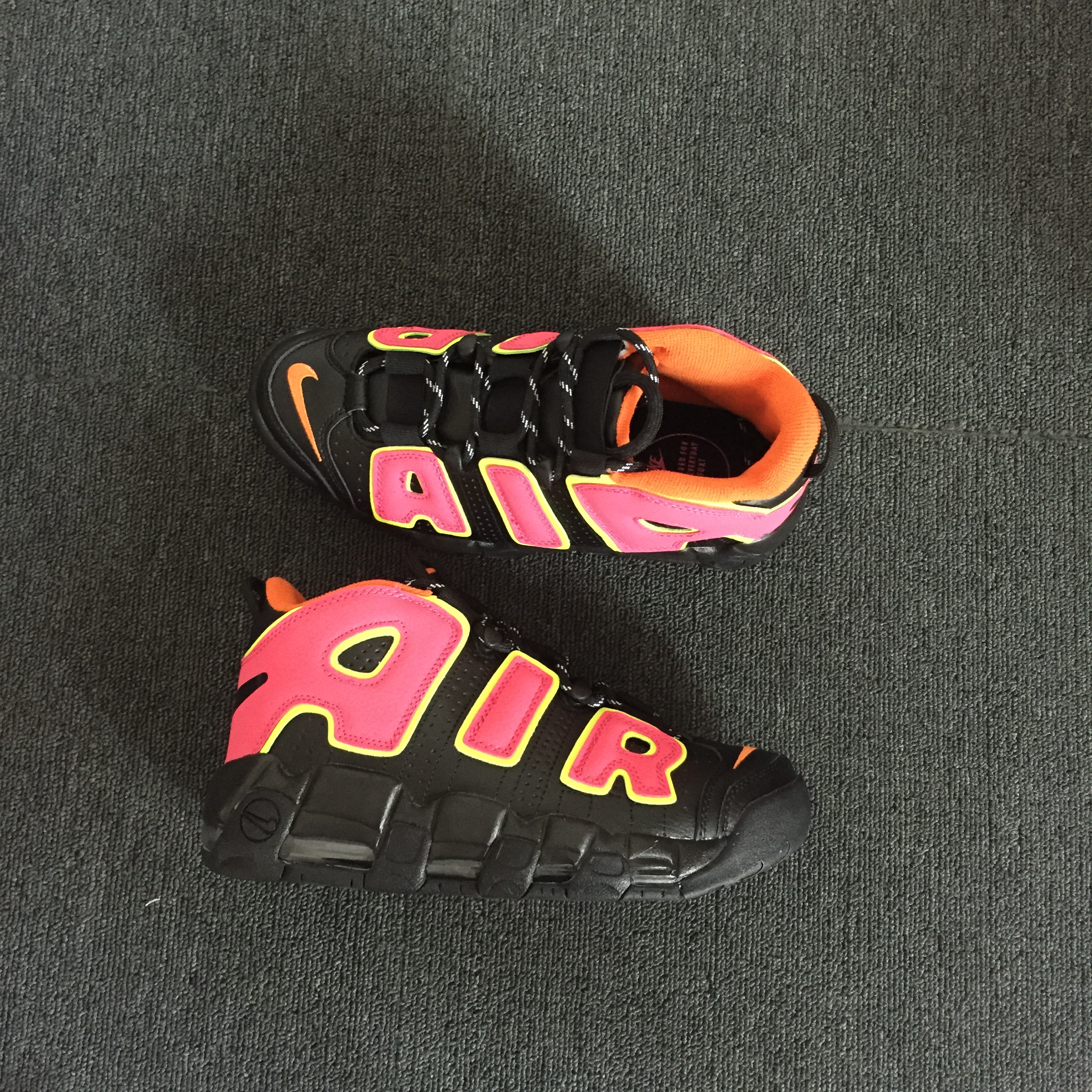 Nike Air More Uptempo Black Peach Fluorscent Shoes